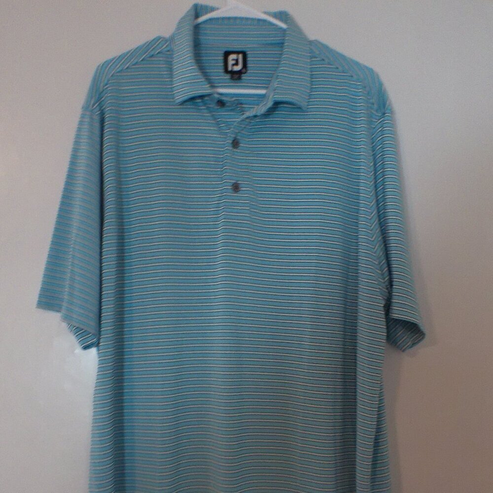 FootJoy ProDry Lisle The Plantation Golf Polo Men’s XL Blue Striped Performance